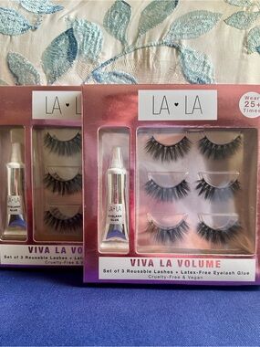 2  LA LA Viva La Volume 3-Pack False Eyelashes with Glue -